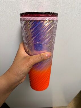 Iridescent Gradient Travel Tumbler - Purple, Pink & Orange